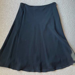 Ralph Lauren Purple Label Black Crepe Silk A-Line Skirt Size 8